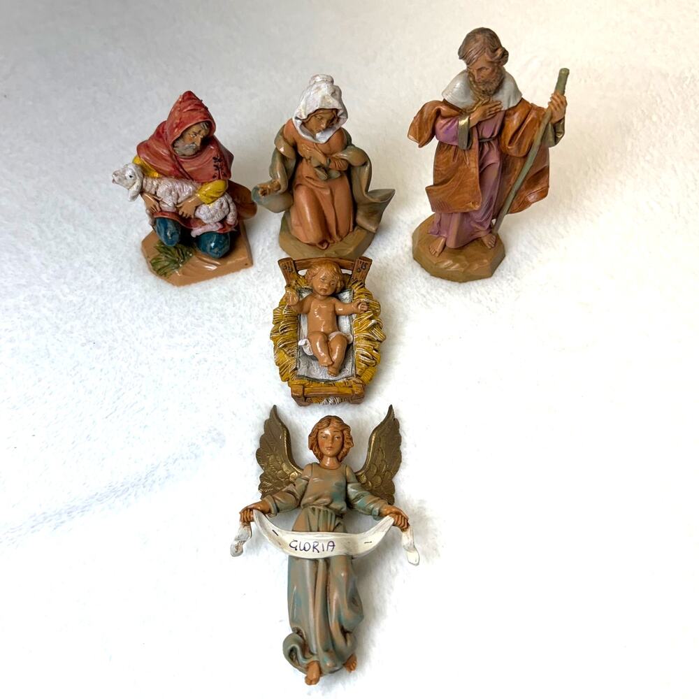 6PC Fontanini 5" Nativity‎ Figurines Baby Jesus, Mary, Joseph, Jeremiah, Angel